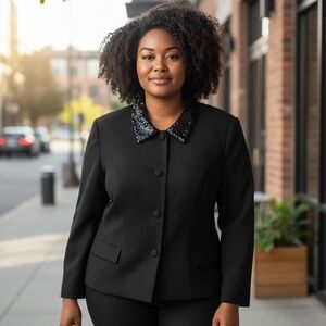 Valerie Stevens women’s black wool jacket 16